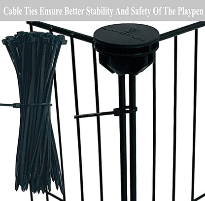 LANGXUN DIY Small Animal Playpen, Pet Playpen with Door and Waterproof Mat, Rabbit Guinea Pig Cages, Puppy Kitten Playpen | Indoor & Outdoor Portable Metal Wire Yard Fence, 12pcs Metal Pet Panels - style: 12 Metal Panels & Mat (11.8'' x 15")