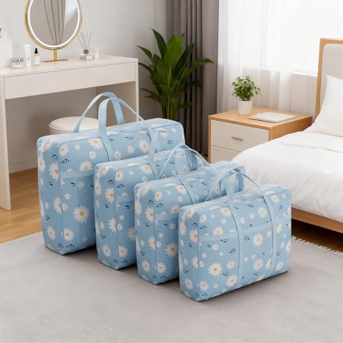 1 PCS Waterproof Space Saving Organizer,Durable nonwovens Fabric Moving Tote for Comforter Quilt and Bedspread - color: blue