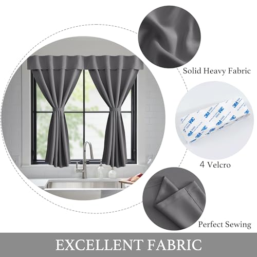 NICETOWN No Drill Thermal Insulated Curtain Grey 42" W x 63" L, Self-Adhesive Adjustable Privacy Blackout Window Cover for Bedroom, Living Room & Rental Apartment, 1 Panel - color: Grey, size: 42"W x 63"L (Pack of 1)