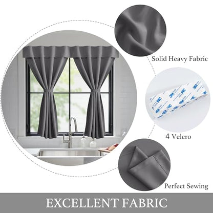 NICETOWN No Drill Thermal Insulated Curtain Grey 42" W x 63" L, Self-Adhesive Adjustable Privacy Blackout Window Cover for Bedroom, Living Room & Rental Apartment, 1 Panel - color: Grey, size: 42"W x 63"L (Pack of 1)
