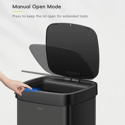 EKO EcoSmart 80L / 21.1 Gallon Motion Sensor Trash Can – Tall, Large Touchless Automatic Kitchen Garbage Bin with Soft-Close Lid for Home or Office, Brushed Stainless Steel, Matte Black - size: Ecosmart 80L - Matte Black