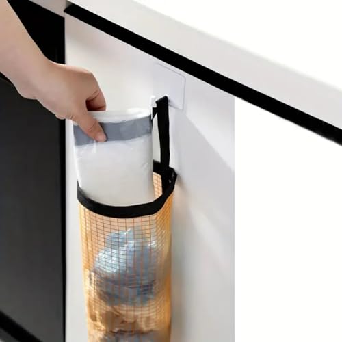 2PCS Kitchen Storage Hanging Bag - Mesh Foldable Breathable Disposable Shoe Cover & Trash Bag Organizer - BLACK