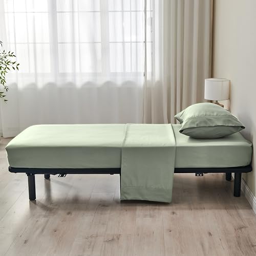 Kingnex 30x75x9 RV Bunk Sheets Set for Narrow Twin Bed Soft Brushed 1800 Microfiber 3 Piece Bedding Set Includes 1 Cot Size Fitted Sheet 1 Flat Sheet 1 Pillowcase Cot Sage - color: Sage, size: Cot 30x75 RV Bunk Set