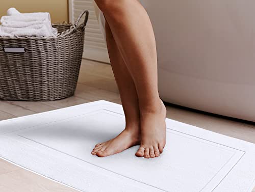 Utopia Towels Cotton Banded Rug, Bath Mats, Not a Bathroom Rug, 21 by 34 Inches, 100% Ring Spun Cotton, Highly Absorbent Shower Bathroom Floor Mat, White, 2 Pack - color: White