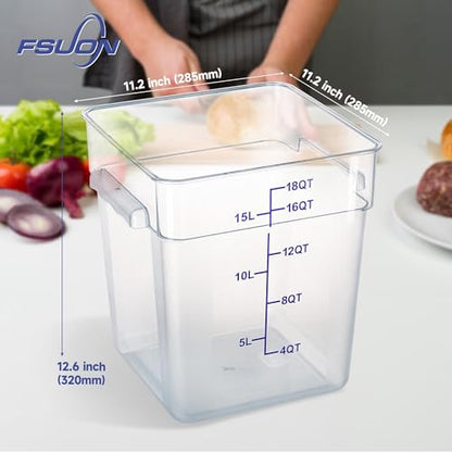 4 Pack Clear Food Storage Containers with Lids and Handles Polycarbonate Square Commercial Food Containers, NSF (18Qt) - color: 18Qt
