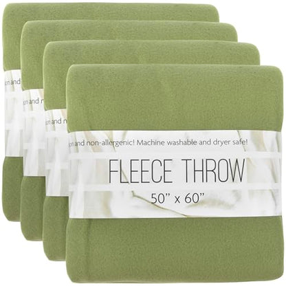 (24 Pack) Bulk Fleece 50x60 Throw Blankets for Wedding Favors, Homeless Women, Men, Homes, Bed, Sofa, Couch, Office, Pet Blankets, Travel | Soft Warm Lightweight Throw Blankets in Bulk (Green) - color: Green