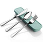 SAOSHYPEI Portable Utensils Set with Case, 4-Piece Stainless Steel Reusable Silverware Set, Travel Flatware Cutlery Set for Camping, Lunch Box, Office, Picnic, Dishwasher Safe - color: Silver1