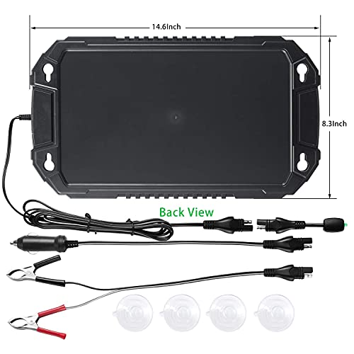 Sunway Solar Car Battery Trickle Charger & Maintainer 12Volt 8W Solar Panel Power Charger kit Portable Waterproof for Automotive RV Marine Boat Truck Motorcycle Trailer Tractor Powersports Snowmobile - size: 8W
