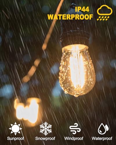 BRIMAX 2W 100FT Outdoor String Lights Commercial Grade with 32 Shatterproof S14 Dimmable LED Bulbs Patio String Lights Heavy Duty Waterproof for Bistro Cafe Market 2700K - style: 100FT 30 lights