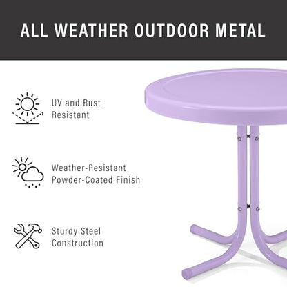 Crosley Furniture Griffith Weather Resistant Retro Metal Outdoor Side Table for Patio, Deck, Porch, Lavender Gloss - color: Lavender Gloss