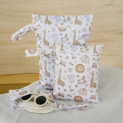 Happy Flute 3 Set Wet Bag Storage Bag Zipper Waterproof Washable | Travel Bags, Beach, Pool, Gym Bag for Cloth Diaper, Swimsuits & Wet Clothes(EF545) - color: EF545