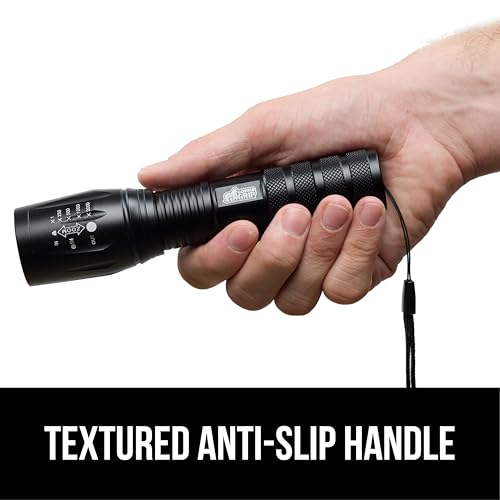 GORILLA GRIP Powerful LED Tactical Flashlight, 750 FT High Lumens 5 Adjustable Modes, Water Resistant, Ultra Bright Zoom Flashlights, Small Mini Flash Light, Camping, Night Dog Walking, Black - color: Black