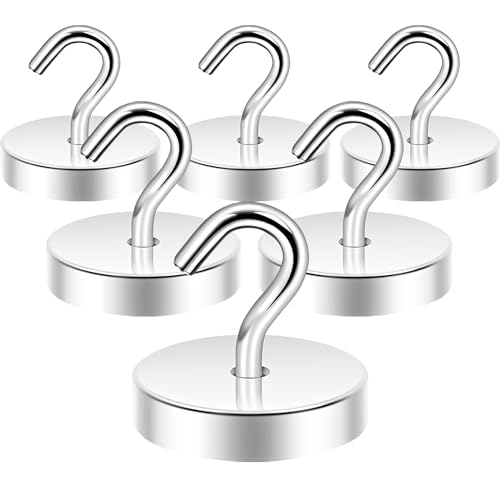 Neosmuk Magnetic Hooks Steel Tube Design for Cruise,100lb+ Silver,6 Pack | Cruise Ship Essentials,Heavy Duty Magnett Hooks for Cabins, Refrigerator, Grill, Hanging, and Travel Extra Strong Must-Haves - color: Silver, size: 100lb Magnetic Hooks