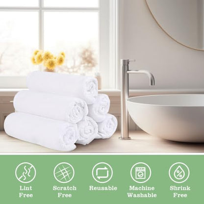 UNIMADE Washcloths Bulk - 100 Pack - Face Towels (12" x 12"), Highly Soft Wash Cloths and Hand Towels, Fast Drying Multi-Purpose Microfiber Cleansing Cloths for Bathroom, Hotel, Spa, and Salon - White - color: White, size: 100Pack