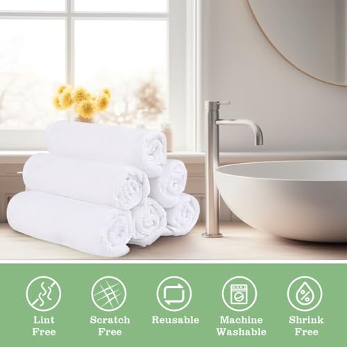 UNIMADE Washcloths - 20 Pack - Face Towels (12" x 12"), Highly Soft Wash Cloths and Hand Towels, Fast Drying Multi-Purpose Microfiber Cleansing Cloths for Bathroom, Hotel, Spa, and Salon - White - color: White, size: 20Pack