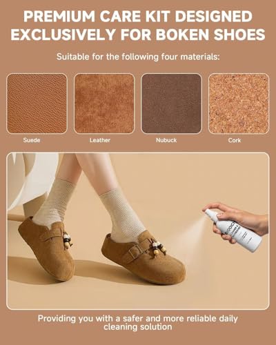 6-in-1 Sandal and Shoe Cleaning Kit for Birkenstock –Suede & Nubuck Cleaner, Protector Spray, Cork Sealer & Brush,Safe for Leather, Suede, Footbed, Nubuck & Cork Footbeds