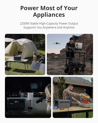 DJI Power 1000 Portable Power Station, 1024Wh LiFePO4 Battery, 2200W (Peak 2600W) AC/140W USB-C Output, 23db Ultra-Silent, Solar Generator For Home Backup, Camping (Solar Panel Optional) - color: Black-4