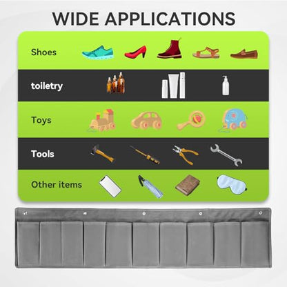 RVMATE RV Shoe Storage Organizer - Hanging Bedside Pockets for Shoes, Boots, and Accessories - Grey, 10 Pockets