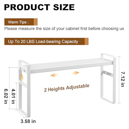 Small Expandable Medicine Cabinet Shelf, 3.58” Wide Metal Storage Stand with Adjustable Layers & Non-Slip Pads for Kitchen, Pantry, & Bathroom – White - size: White Medicine Cabinet Shelves