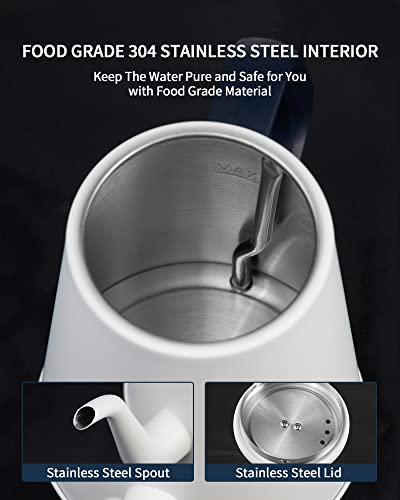 DmofwHi Gooseneck Electric Kettle(1.0L),1000W Electric Tea Kettle of 304 Stainless Steel,Auto Shut off,Coffee Kettle for Pour Over and Tea -White - color: WHITE