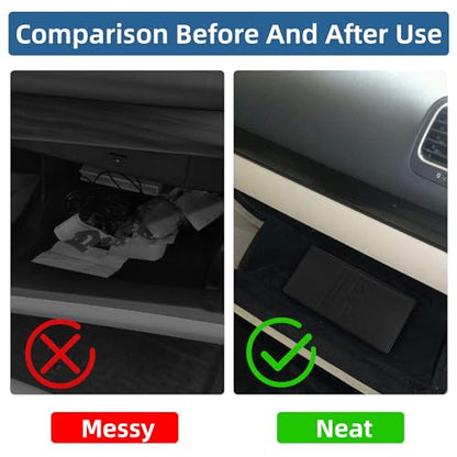 Premium Car Registration & Insurance Card Holder with Magnetic Closure & Clear Pockets, Glove Box Organizer for Documents, Driver's License (Black)