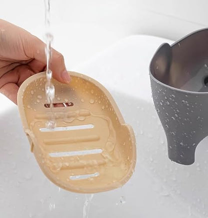 2 Pack Cute Elephant Soap Dish Holder Tray Plastic Sink Self Draining Suitable for Kitchen Bathroom Bar Shower Bath Kitsch Large Shelf Drainage,Green+Gray - color: C-green+gray