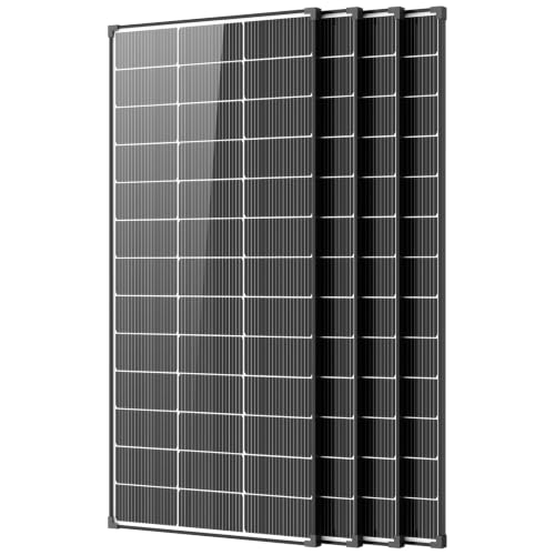 800W Solar Panels,4PCS 200 watt Bifacial Solar Panel 12v n Type 18bb Solar Panel A+ Grade PV Module with IP68 Waterproof 25% Cell Efficiency 200w Solar Panels for Off Grid RV Boat Rooftop - color: 800W Bifacial