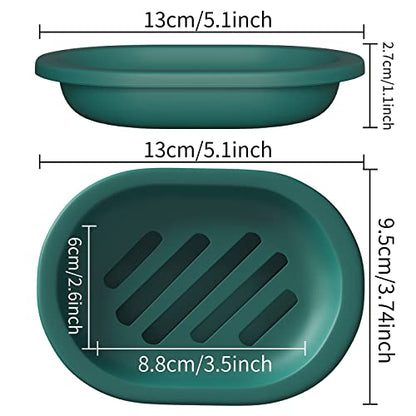 Topsky 2 Pcs Soap Dish for Shower, Double Layer Draining Soap Savers with Drip Tray - Dark Green - color: Dark Green