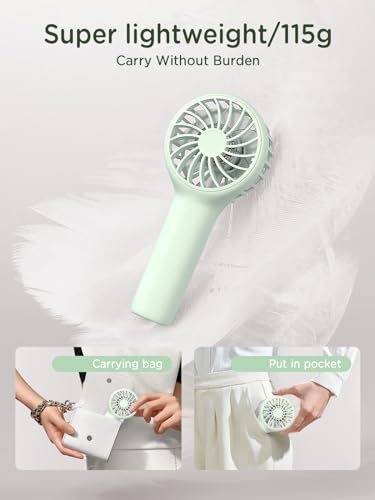 EasyAcc Mini Portable Handheld Fan,3 Speed Personal Small Makeup Fan 2000 Battery Lightweight Washable USB Rechargeable for Lash Stylish Girl Women Travel Gift Green - color: Green