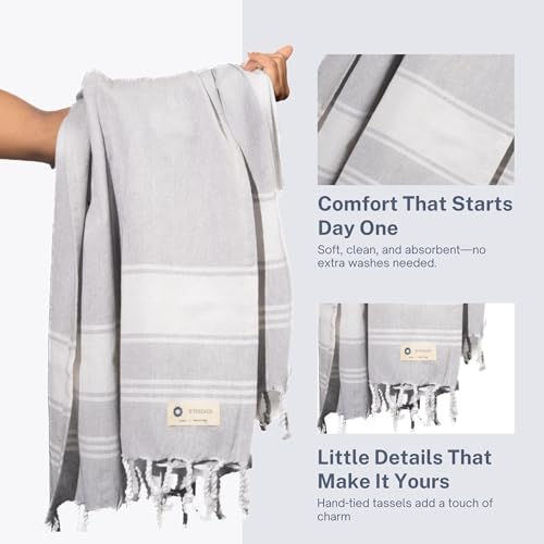 Cotton Turkish Beach Towel with Towels Oversized 36"x72" Pool Absorbent Extra Large Quick Dry Sand Travel Towel (Light Grey, 4 Pack) - color: Light Grey, size: 4 Pack