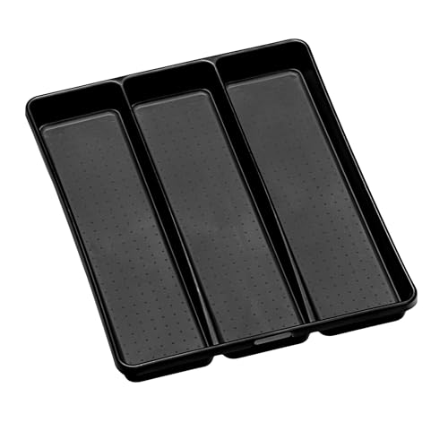 madesmart Classic 3-Compartment Plastic Utensil Tray for Drawers, Multipurpose Storage Tray Drawer Organizer, Carbon Large - color: Carbon