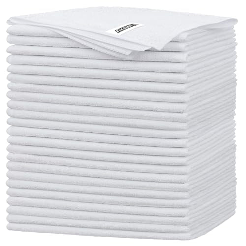 FIXSMITH White Microfiber Cleaning Cloth -Pack of 24, Highly Absorbent Cleaning Rags, 16"X12" All Purpose Cleaning Towels for Housekeeping, Kitchen, Car, Lint Free and Reusable Microfiber Towels - color: White, size: 24pk