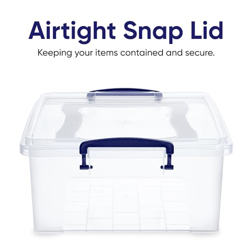 Superio Clear Storage Box with Lid, 22 Quart Plastic Container Bins for Organizing, Stackable Crate, Storage Bin Organizer for Home, Office, School, and College - size: 19" x 12.5" x 7.25"