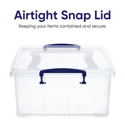 Superio Clear Storage Box with Lid, 22 Quart Plastic Container Bins for Organizing, Stackable Crate, Storage Bin Organizer for Home, Office, School, and College - size: 19" x 12.5" x 7.25"