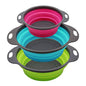 Qimh Collapsible Colander Set of 3 Round Silicone Kitchen Strainer Set - 2 pcs 4 Quart and 1 pcs 2 Quart- Perfect for Draining Pasta, Vegetable and fruit (green,blue, purple) - color: green,blue, purple