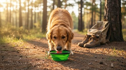 Silicone Foldable Pet Food Water Feeder, Collapsible Travel Bowl for Dog and Cat, Outdoor Portable (Green) - color: Green