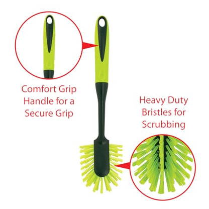 Pine-Sol Scrub Brush Set - Long Handle Cleaning Brushes with Heavy Duty Bristles and Comfort Grip - Scrubbers for Kitchen, Household, and Dishwashing, 5 Pieces - size: 5 Piece Set