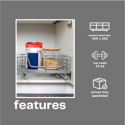 Household Essentials Chrome-Plated Steel Pull-Out Basket Organizer - size: 14.5" - Extended, style: Single Tier