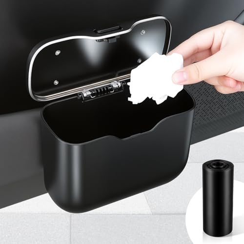 UYYE Car Trash Can, Car Garbage Bin with Lid & Handle - Leak-Proof Mini Trash Can for Car, Truck, SUV - Essential Car Accessories for Organization (Black) - color: Black