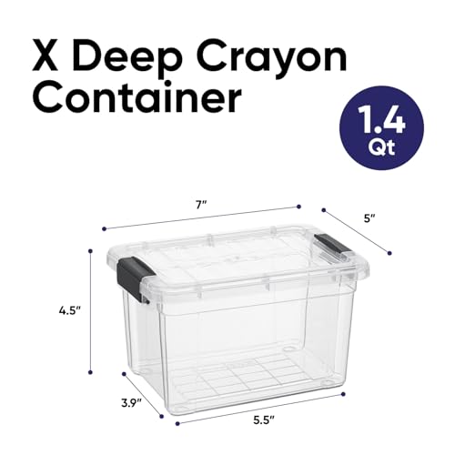 Superio Mini Storage Container Plastic Crayon Box Art Supplies and Sewing Case Stackable Clear Small Organizer for Beads, Stationery, Chalk, and Food, 1.4 Quart, 2 Pack - size: 1.4 Quarts, style: 2 Pack