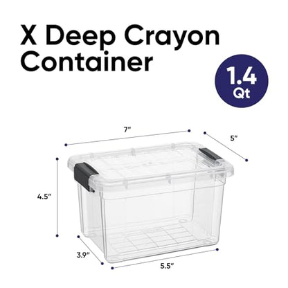 Superio Mini Storage Container Plastic Crayon Box Art Supplies and Sewing Case Stackable Clear Small Organizer for Beads, Stationery, Chalk, and Food, 1.4 Quart, 4 Pack - size: 1.4 Quarts, style: 4 Pack