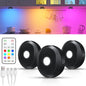 WILLED RGB Under Cabinet Lights,Rechargeable Puck Lights with Remote Control, Wireless Push Light with Timer Function,Dimmable LED Touch Tap Light for Kitchen,Cabinet,Closet, Counter,3 Pack - color: RGB Multicolor