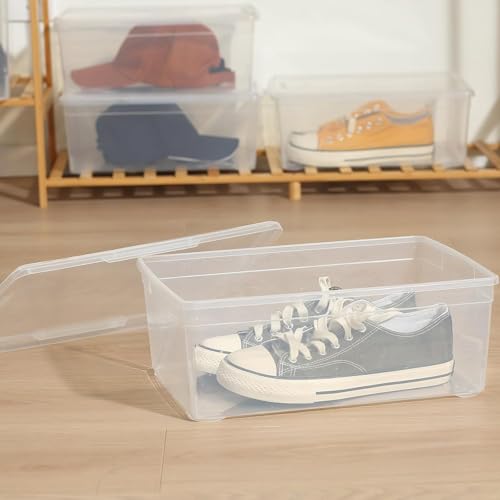novelinks 8 Pack 6 Quart Clear Plastic Shoe Storage Bins with Lids (Clear) | Shoe Boxes Clear Plastic Stackable, Clear Shoe Storage Boxes, Shoe Containers, Shoe Bins, Craft Organizers and Storage - size: Clear 8Pack