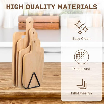 Cutting Board Organizer Holder Stand, Triangle Black Metal Holder for Cutting Board Storage & Plate Holder, Tray Dividers, 3.94 x 3.94 x 3.54 in