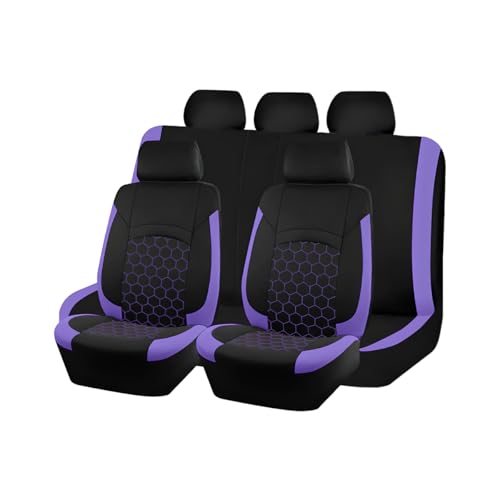 Car Seat Cover Full Sets, Polyester Foam Breathable Waterproof Vehicle Split Front Rear Seat Protectors, Automotive Interior Chair Cushion Pad, Universal for SUV RV Truck (Purple) - color: Purple