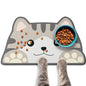 Grey Cat Food & Water Mats - Absorbent Pet Feeding Placemats 17.7 * 9.8 inch - color: Cat Head, size: Small