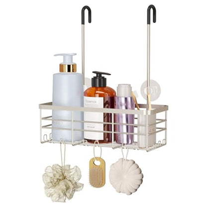 HapiRm Hanging Shower Caddy Organizer - No Drilling Shower Organizer with Hooks, Rustproof & Waterproof 304 Stainless Steel Bathroom Shelves - Brushed Nickel (1 Basket) - color: Brushed Nickel- 1 Basket