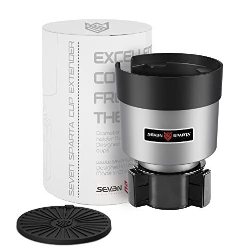 Seven Sparta Car Cup Holder Expander with Adjustable Base, Compatible with Hydro Flasks 32/40 Ounce, Compatible with Yeti Ramblers 20/26/30 Ounce, Other Bottles in 3.4"-3.8"(Silver Gray) - color: Silver, size: Medium*1