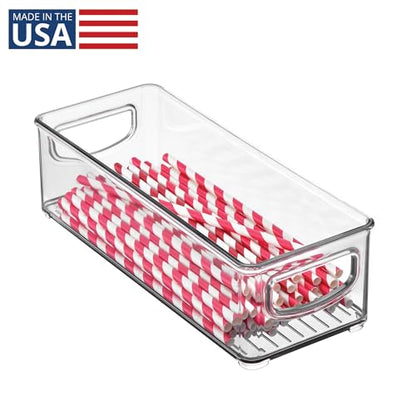 iDesign Plastic Stackable Pantry Bin, Clear | Storage Bin with Handles, For Cabinets or Fridge - style: Pack of 1