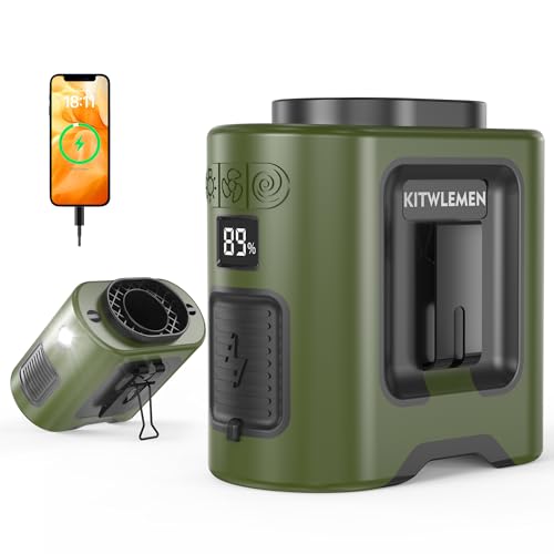 KITWLEMEN Portable Waist Fan, Father Day Gifts for Husband Dad, Blue Collar Worker Belt Clip Fan with Light, Essentials for Camping Gardening, 67H 14500RPM Rechargeable Cooling Gadgets for Men 2026 - color: Army Green, size: 3.9 Inch